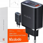 Mcdodo Mcdodo Snabb Ac-Laddare För Iphone 2Xusb-C 1Xusb Pd 30W Led-Mätare