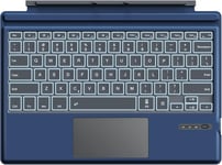 Qwerty Clavier Compatible Avec Surface Pro 7+/ 7/6 /5E Gén (2017)/ 4/3/Pro Lte, Clavier Rétroéclairé Bluetooth 3.0 Sans Fil Avec Pivot Rotatif Tactile Slim, Batterie Au Lithium Intégré, Indigo