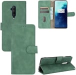 Compatible Avec Coque One Plus 7t Pro, Portefeuille Etui Cuir Magnétique Housse Avec Fentes De Cartes, Antichoc Support+Protecteur D'écran En Verre Trempé*2-Vert