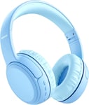 Casque Audio Enfant Bluetooth, Casque Bluetooth sans Fil Enfant avec Microphone, 85/93dB Limite de Volume, Son Stéréo, Câble de 3,5mm, Bluetooth 5.1, Casque pour L'école/Voyage, Bleu Clair