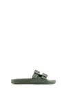 Emporio Armani Double Buckle Slides Sandal, Military+Military, 37