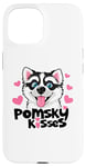 Coque pour iPhone 15 Funny Pomsky Lover Kisses Puppy Dog Mom Pomskies