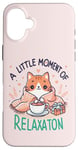 Coque pour iPhone 16 Plus idee cadeau citation drôle relaxation design chat kawaii