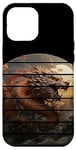 Coque pour iPhone 12 Pro Max Montagnes de dragon doré au coucher du soleil rétro, fleurs de cerisier