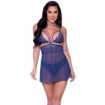 Magic Silk Exposed Blueberry Baby Doll & Truse Sett - Lilla - L/XL