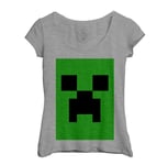 T-Shirt Femme Col Echancré Attention Creeper Bac A Sable Jeux Video Pixels