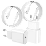 Lot de 2 Chargeur USB C Rapide for iPhone 15,20W USB C Chargeur avec 2m Câble USB C vers USB C pour Apple iPhone 15 Pro/15 Pro Max/15 Plus/iPad Pro,iPad Air,iPad Mini,Samsung Galaxy,USB C Pri.[W539]