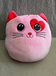 TY FLIRT PINK CAT The Squish-A-Boos Collection Soft Toy Plush Cushion