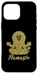 Coque pour iPhone 16 Pro Max Namaste Lion avec mandala amusant pour le yoga et la méditation