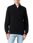 GANT Men's Cotton Pique Halfzip, Black, M