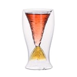 BECCYYLY Whiskey Glasses 80Ml Mer Maid Fish Tail Wine Glass Double Layer Beer Whiskey Cocktail Mug Cup The Mer Maid Tail Shape