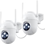 2Pack 5MP Camera Surveillance WiFi Extérieure,Caméra Exterieur WiFi Fil 2,4/5G WiFi Video Caméra Outdoor Étanche 360° PTZ Sécurité Homekit Rotative Camera Vision Nocturne Colorée Sirene Alarme