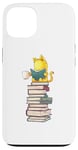 Coque pour iPhone 13 Kawaii Cat Reading Book Stack Cute Bookworm T-shirt graphique