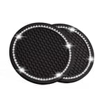 Lot de 2 dessous de verre amovibles de 7,9 cm pour voiture, absorbants, adorables sous-verres de voiture, accessoires automobiles pour femmes et filles (noir brillant)