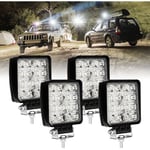 EINFEBEN 4x 48W Phare de Travail Carre a Leds Angle 60 DC 12V-24V Quad Camion Bateau Tracteur Offroad Impermeable