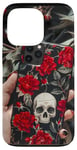 Coque pour iPhone 13 Pro Étui de téléphone crâne et roses | Motif accessoire fille gothique