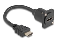 Delock - Hdmi-Förlängningskabel - Hdmi Hane Till Hdmi Hona Skruvbar - 20 Cm - Svart - 4K60hz (3840 X 2160) Stöd