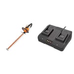 WORX - Taille-Haies sans Fil 40V-2Ah - WG284E.9-60 cm - ⌀27 mm, Ohne Akku & Chargeur Double 20 V Li-ION 2.0 A à 5Ah- WA3772