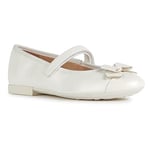 Geox Women's Jr Plie' Ballet Flat, White, 12.5 UK Narrow