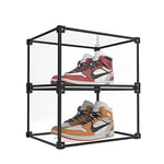 KOKOIN Lot de 2 boîtes de rangement magnétiques en plastique transparent avec ouverture latérale pour chaussures de baskets - Boîte de rangement pour chaussures de sport - Boîte de rangement pour