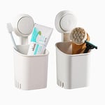 TAILI Support de Brosse à Dents à Ventouse, Charge Max de 5 KG, Installation en 1 Seconde, Réutilisable, en Plastique Blanc Support de Dentifrice et de Rasoir pour Cuisine, Salle de Bains - 2 Pack