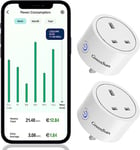 Smart WiFi Plug for Alexa - GreenSun Smart Plugs with Energy Monitoring Compatible with Alexa, 16A 2.4Ghz WiFi APP Remote Control Smart Socket WIth Vesync APP UK Timer Home Devices (2 Pack)