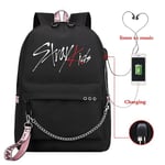 Mochila Kpop Stray Lapset reppu Naiset reput koululaukut koululaukut teini-ikäisille tytöille Usb Charge kannettava tietokone reppu rento matka reppu