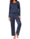 Ekouaer Womens Pyjamas Warm Long Sleeve Pyjamas for Women Sets Pjs Soft Pyjama Set for Ladies Gifts for Her,Navy Blue,S