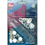 Prym - Jersey Trykknapper, 12mm, Kappe, Hvit, 390171