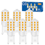 DSLebeen Ampoules LED G9 2,9W Equivalent 40W Halogène Blanc Chaud 3000K 400LM AC 220-240V pour Lampes de Table,Lustres en Cristal,Lampes Murales,Lampes de Paysage Non-Dimmable(Lot de 6)