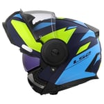 LS2, Casque Moto Modulable Scope II DURIA Blue H-V Yellow, XXL