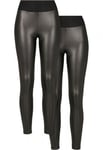 Urban Classics 2-pack leggings i läderimitation dam (black+black,L)