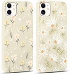 2 Pièces Coque Pour Iphone 11 6,1"", Aesthetic Motif Fleur Marguerite Étui Filles Femmes Case, Mince Silicone Souple Tpu Housse Antichoc Protection Case Cover Pour Iphone 11, Beige 28