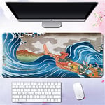 Morain Gaming Mouse Mat Art Print Painting Hokusai The Great Wave Big Rectangle Non-Slip Rubber Mousepad Mouse Pad, 800 * 400 * 3mm, Style 11