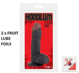 Hoodlum Realistic Black 7.5 Inch Dildo with Balls Suction Cup Anal/Vagina + LUBE