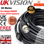 20M BNC RG59 Video DC Power Cable Lead 4K CCTV Camera Extension Lead Pro Fast UK