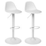 Lot de 2 Chaises de Bar Design "Aiko" 82-103cm Blanc