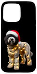 iPhone 15 Pro Max White Lagotto Romagnolo Santa Hat Christmas Lights Dog Owner Case