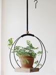 Dravmola Suspension pour plantes avec base en bois – Support de plante à suspendre en macramé bohème pour plantes d'intérieur pour décoration murale/fenêtre/chambre Noir (pot et plante non inclus)