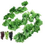 Lot de 12 brins de Vigne artificiels avec 3 Cordes de Raisin à Suspendre pour fête de Mariage, Magasin, décoration d'intérieur, intérieur et extérieur (Raisin et guirlandes)