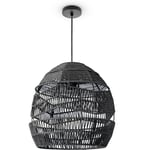 Paco Home - Suspension Salon Boho Lampes En Osier Rotin Lampe Suspendue Noir (Ø31 cm), Lampe à suspension - Type 4