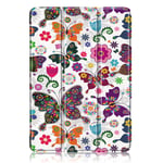 Tri-Fold Etui for iPad Air 10,9" 2020/2022, Air 11" 2024 - Sommerfugl og blomster