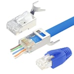 (2ème génération Connecteur RJ45 Cat7 Cat6A Fiche Réseau Pass Through RJ45 pour Câble de Pose Blindé avec Guide du Fil et Protection Anti-torsion Lot de 20.[G2309]