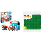 LEGO 10996 DUPLO, Disney and Pixar's Cars Lightning McQueen & Mater's Car Wash Fun Buildable Toy & 10980 DUPLO Green Building Base Plate, Construction Toy for Toddlers and Kids