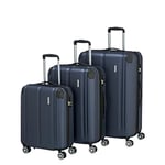 travelite Set de valises à 4 roulettes, avec Serrure TSA + pli d'extension (sauf Taille S), série de Bagages City : Valise Trolley Robuste à Coque Dure avec Surface résistante aux Rayures