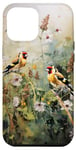 iPhone 13 Pro Max Gold Finches Watercolour Case