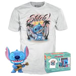 Funko Pop! & Tee: Lilo & Stitch - Ukelele Stitch - Flocked - Medium - Disney: Lilo & Stitch - T-Shirt - Vêtements avec Une Figurine en Vinyle à Collectionner - Idée de Cadeau pour Les Adultes