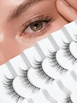 Natural Lashes False Eyelashes Manga Cat Eye Lashes 12mm Thin Band Fake Eyelashes Siliglli 3D Volume Wispy Lashes C Curl Eyelashes Pack 7 Pair