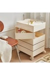 Beige 5 Tier Rotating Drawer Storage Shelf with Wheels