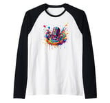 Splash Art Microphone Mic Singer Podcast Host Podcaster Raglan Baseball Tee